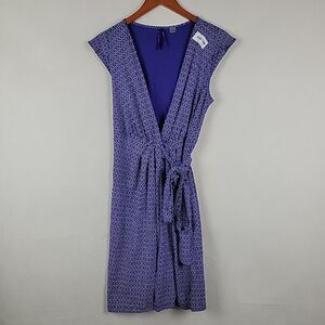 Seraphine Maternity Nursing Wrap Dress Womens 8 Purple Geometric Above Knee